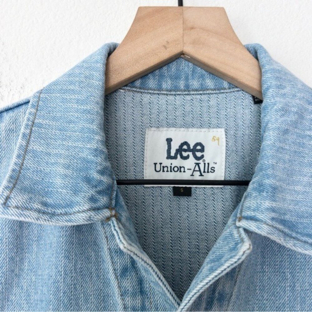 NWT Free People x Lee Union-Alls Coverall Denim Jumpsuit S Sky Blues Stripe - Picture 4 of 16